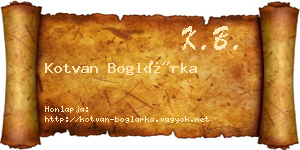 Kotvan Boglárka névjegykártya